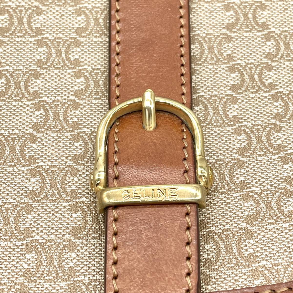 1円 良品 CELINE セリーヌ PVC マカダム セカンド バッグ ブラウン K93 1円☆正規良品セリーヌコインケース がま口 マカダム柄 PVC 茶