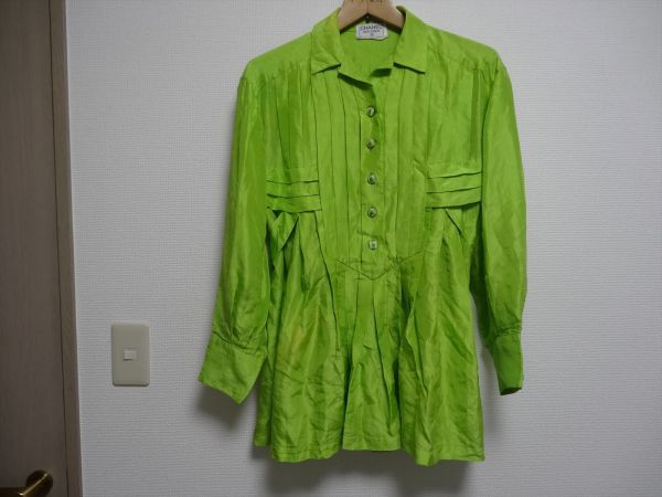 【正規品】10934 1円 CHANEL シャネル ココボタン エシカルコンシャス シルクシャツ 長袖 1990s レディース