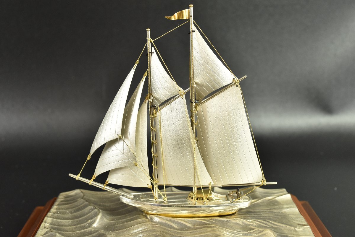 ☆関工芸 関武比古 銀製 STERLING 960 ヨット 置物 帆船 銀細工 ▽SEKI