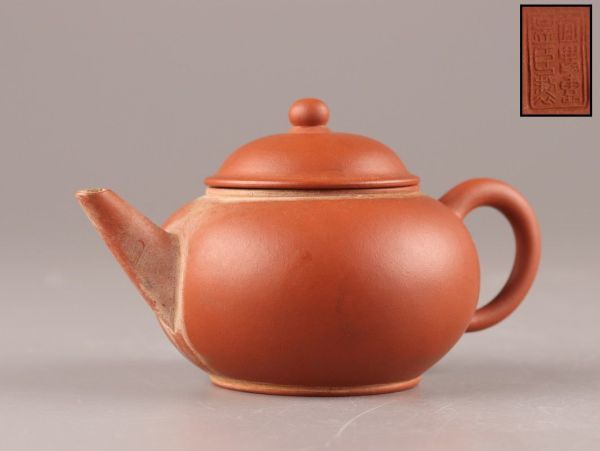 中国古玩 唐物 煎茶道具 朱泥 紫泥 宜興恵孟臣製 款 紫砂壷 茶壷 急須 時代物 極上品 初だし品 C0211