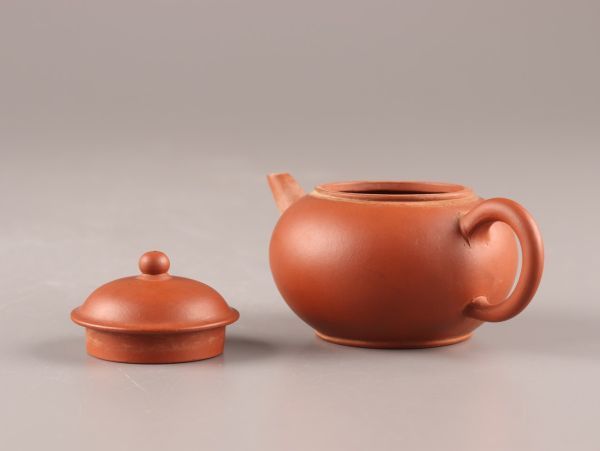 中国　孟臣製　紫砂　朱泥　急須　茶壷　時代箱付　D　R7592 中国古玩 唐物 煎茶道具 朱泥 紫泥 宜興恵孟臣製 款