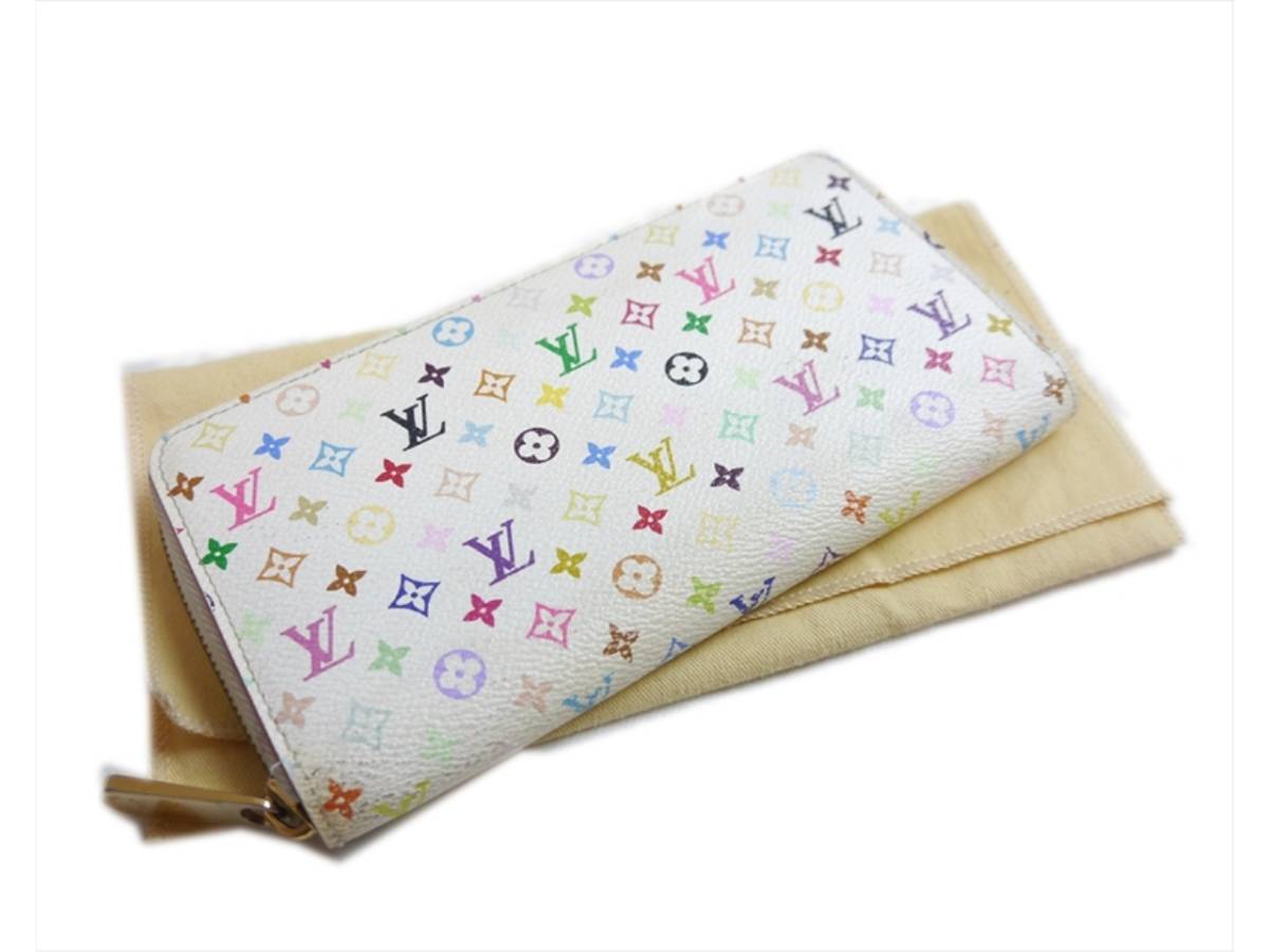 ルイヴィトン マルチカラー ジッピーウォレット ピンク ラウンドファスナー長財布