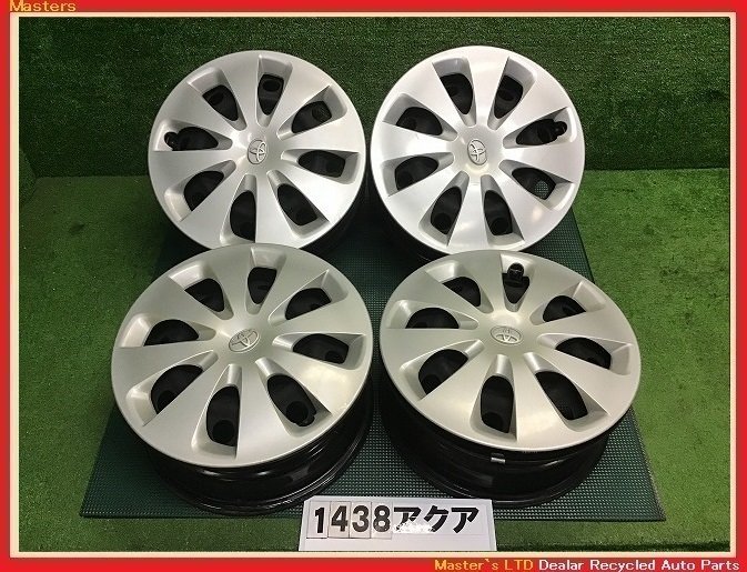 【送料無料】NHP10 アクア S 前期 純正 スチールホイール/キャップ付 15×5.5J 4穴-100 4本セット 冬用/スタッドレス用などにも♪ 鉄ホイル アクア トヨタ 純正 NHP10純正ホイールキャップ やや傷や汚れあり ホイールキャップ（タイヤ・ホイール