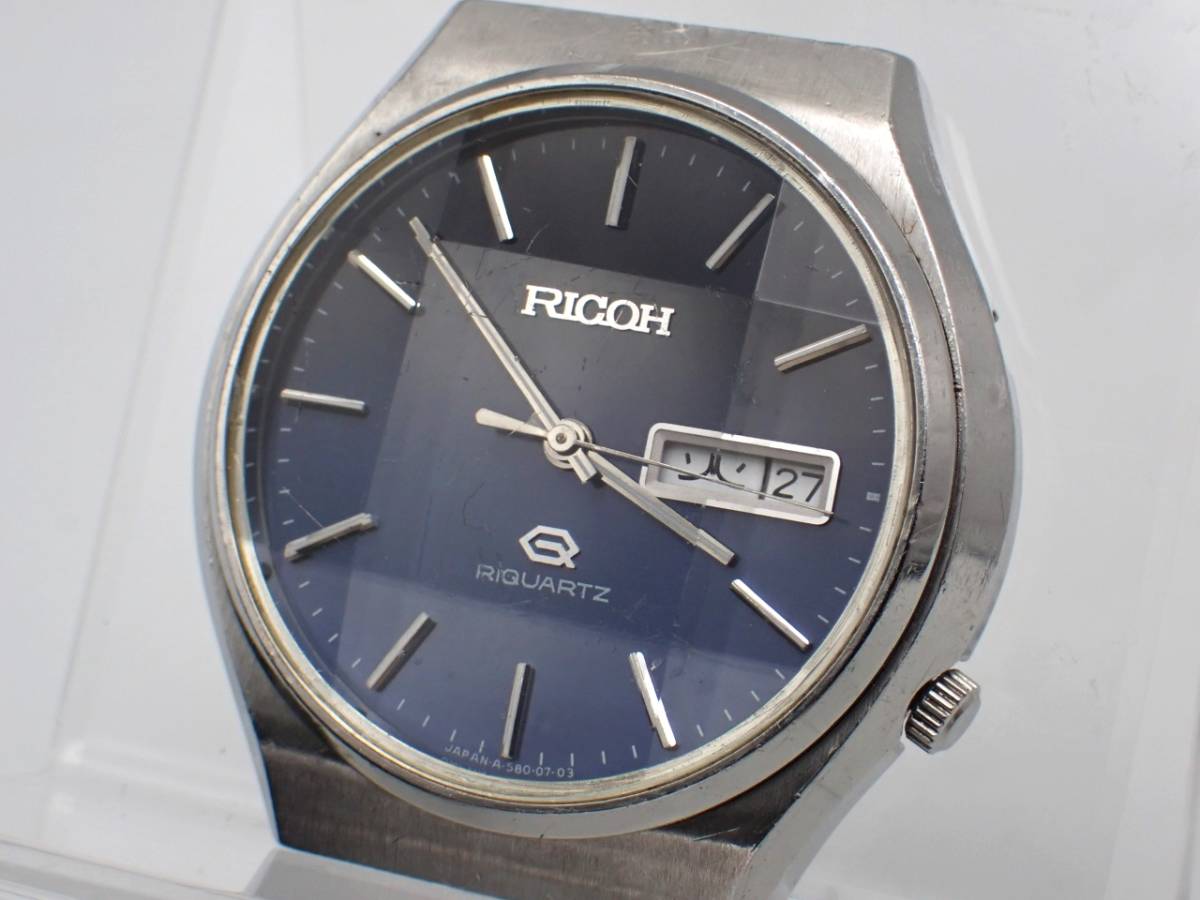 1円～☆稼働品☆RICOH リコー RIQUARTZ リクォーツ 580002 メンズ 