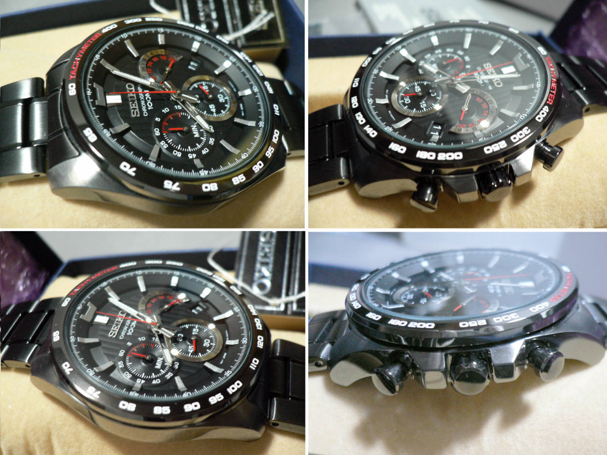 セイコー SEIKO 腕時計 クオーツ クロノグラフ 100M防水 ブラック文字
