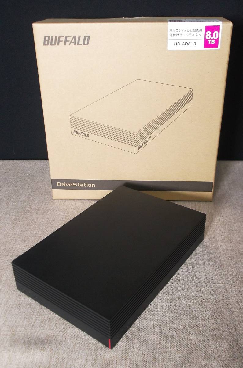 バッファロー 8TB HD-AD8U3 外付けハードディスク テレビ録画/PC/PS4/4K対応 初期化・フォーマット済