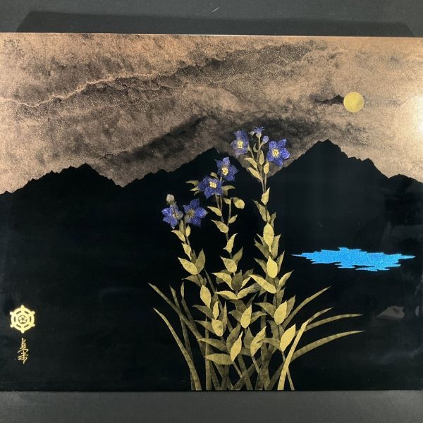 絵画 （A） 真作□漆芸□高橋貞夫□『桔梗』□日展会員□2a
