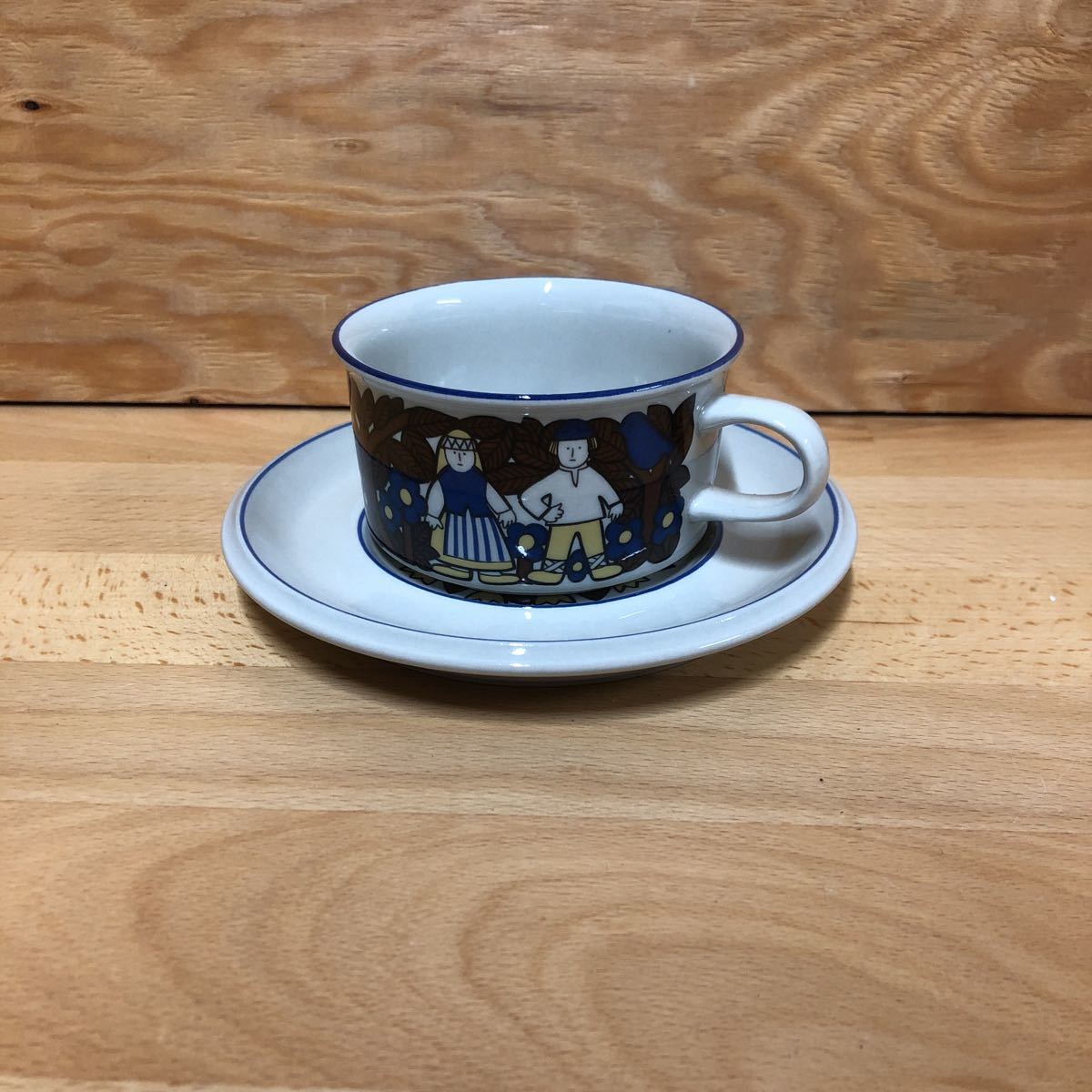 A3B1-230630 レア［Arabia Finland Kalevala アラビア フィンランド カレワラ 北欧 ビンテージ アンティーク コーヒーカップ＆ソーサー］