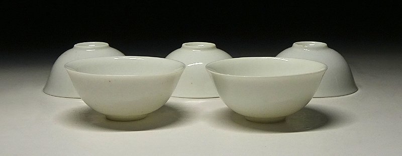 緑屋i■ 中国古玩　徳化窯　白磁　煎茶碗　5客　箱付　白高麗 時代物 唐物　i9/0630-6/30-4#60