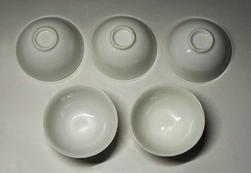 緑屋i■ 中国古玩　徳化窯　白磁　煎茶碗　5客　箱付　白高麗 時代物 唐物　i9/0630-6/30-4#60