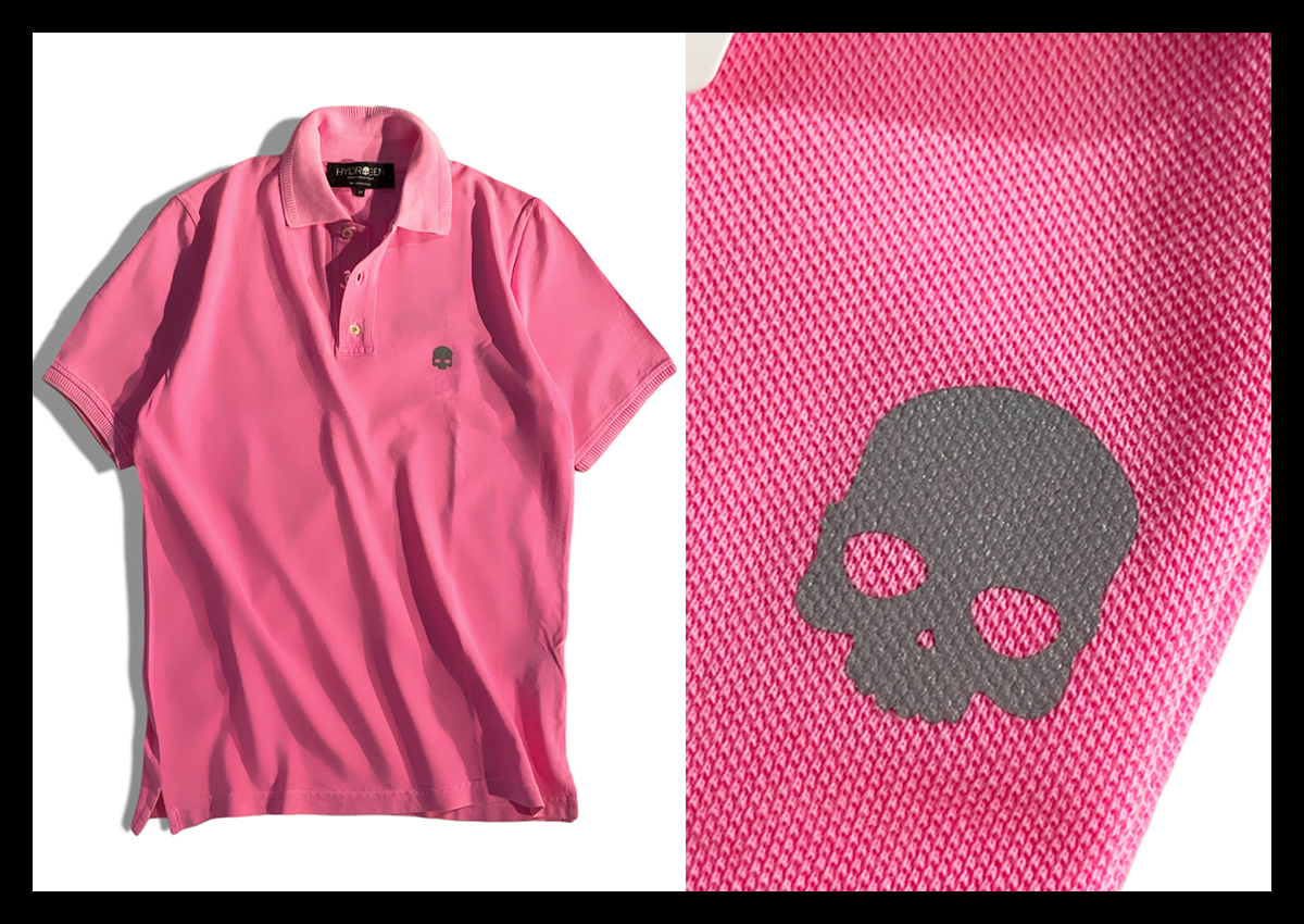 定価2.8万 ハイドロゲン HYDROGEN 日差しに映えるカラーとリフレクタースカルアイコンが遊び心くすぐる１枚！鹿の子 ポロシャツ 半袖 M