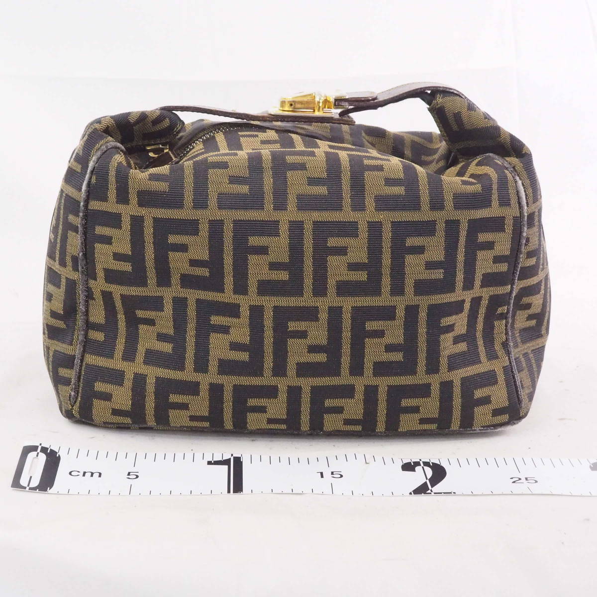 フェンディ FFロゴ ズッカ柄 FENDI キャンバス×レザー ブラウン 