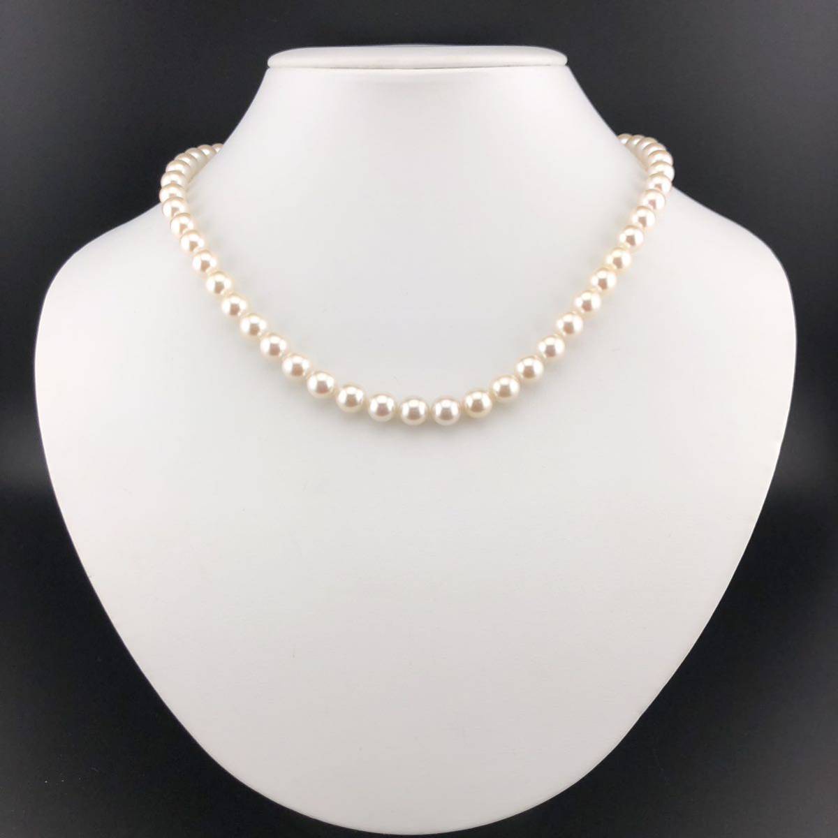 天然 パールネックレス 7.0mm~7.4mm 約 43cm 35.4g (アコヤ真珠 silver刻印有り ) x-0120