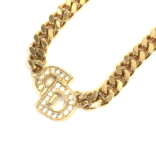 クリスチャンディオール ネックレス CDロゴ ストーン ゴールドカラー