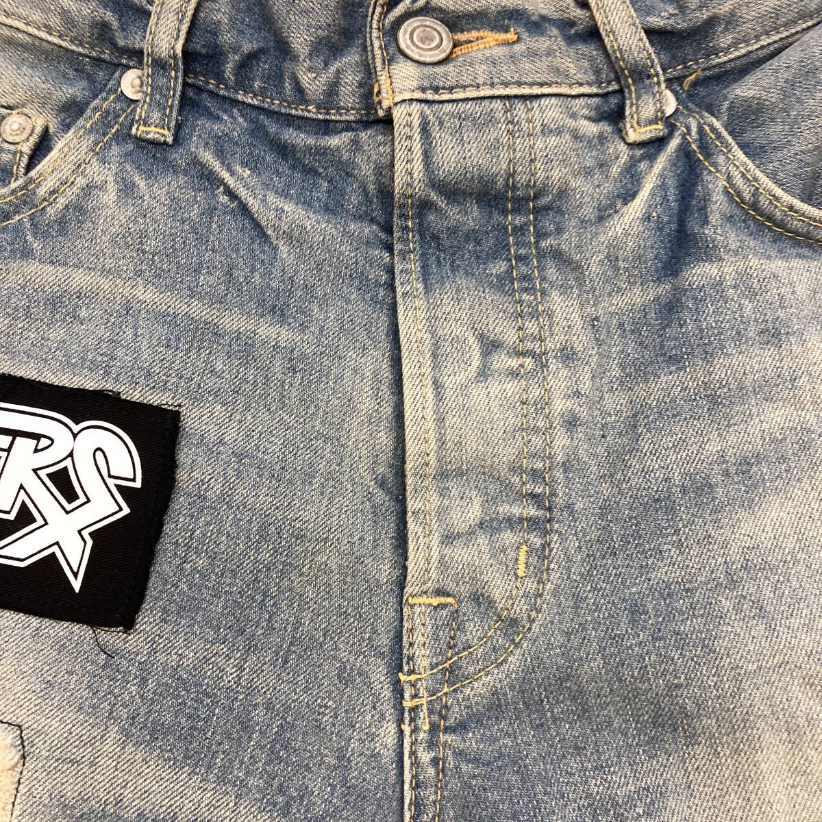 PUNK DRUNKERS × GOLDEN BOY 高級加工 デニムパンツ パッチワーク 