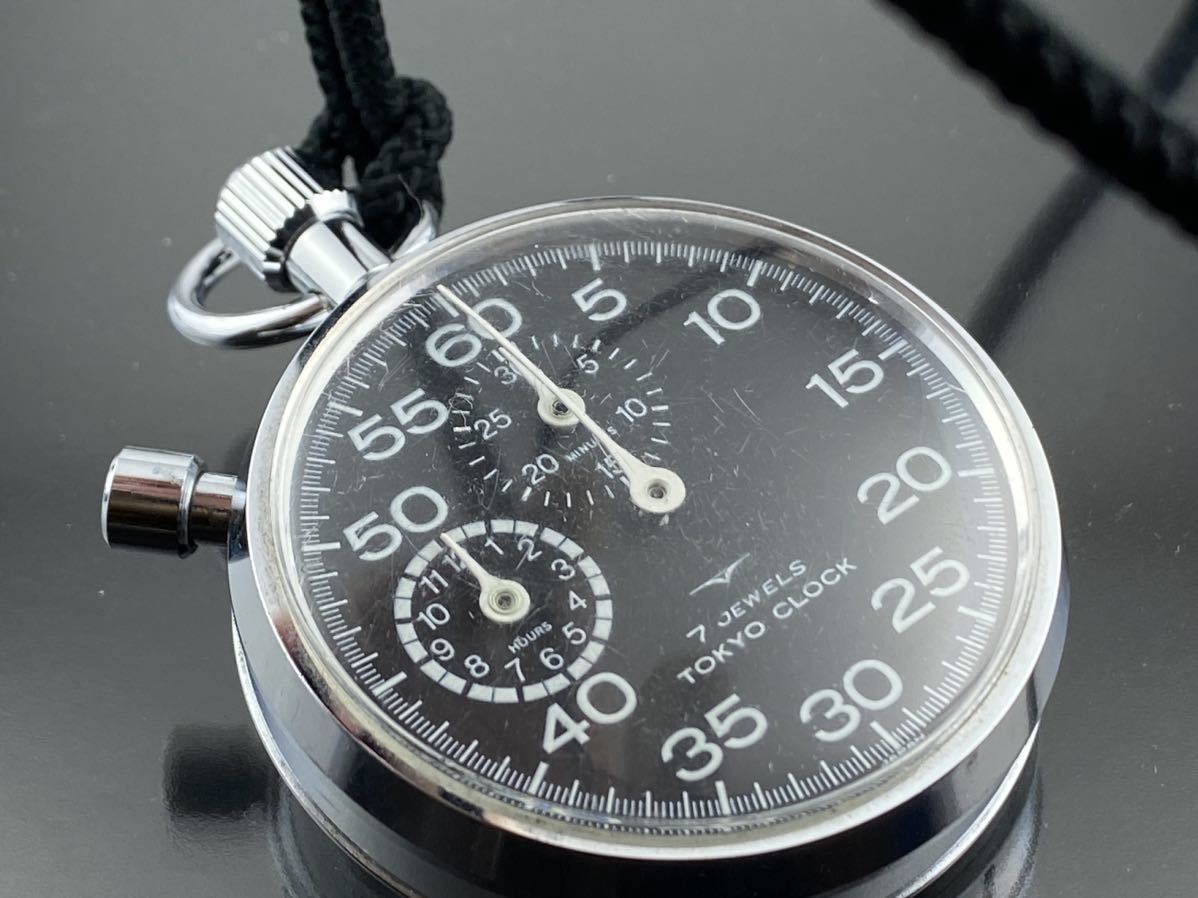 A1149]1円～☆手巻き式 ストップウォッチ TOKYO CLOCK 7石 動作品