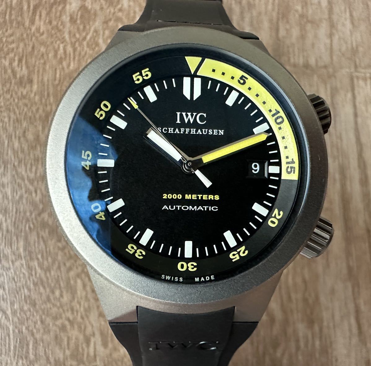美品　IWC アクアタイマー 2000M デイト 黄黒文字盤 AT/自動巻 メンズ腕時計 メーカーオーバーホール済み　ラバーベルト新品