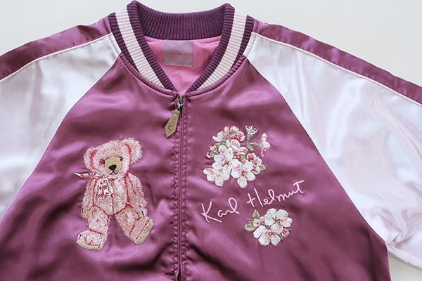 【最終価格 】桜テディ刺繍使いブルゾン【美品】 ピンクハウス 桜Teddy刺繍使いサテンブルゾン 桜Teddy｜ピンクハウス