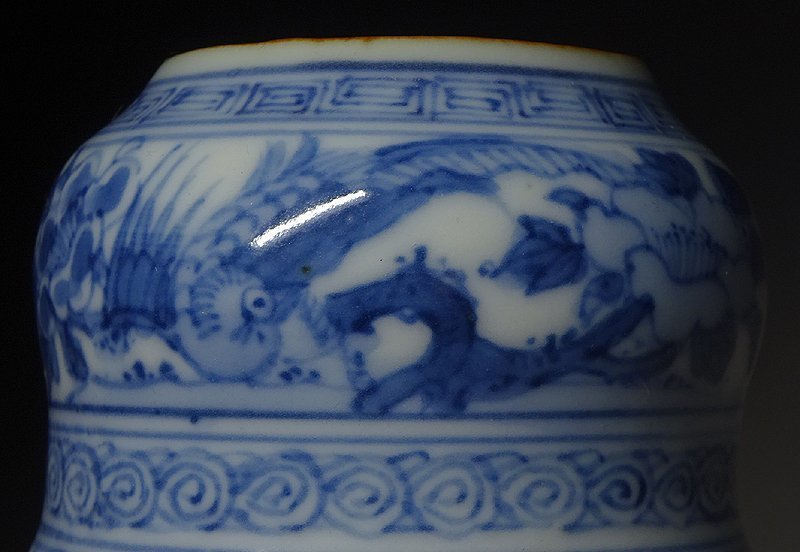 緑屋i□ 中国古玩 明 染付 祥瑞 茶入 仕覆 古染付 唐物 時代物 i9/0710