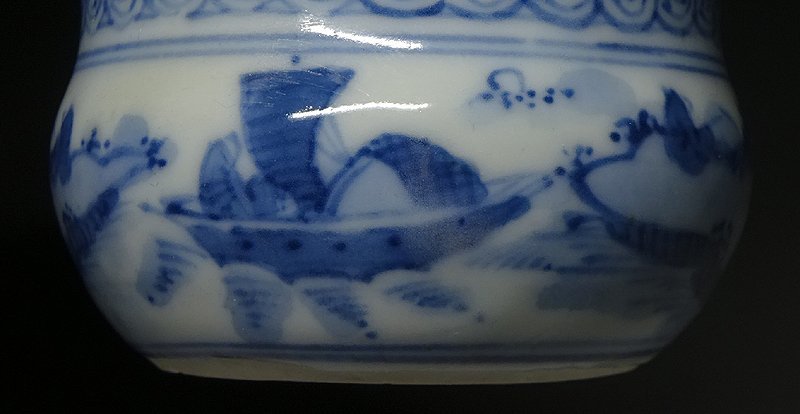 緑屋i□ 中国古玩 明 染付 祥瑞 茶入 仕覆 古染付 唐物 時代物 i9/0710