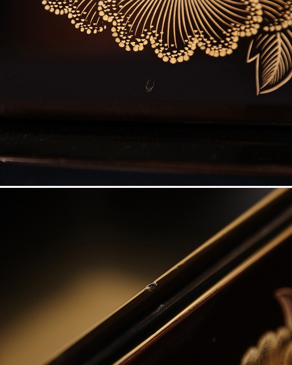 AO20 輪島塗 小西啓介 飾皿 鯉 双鯉 沈金蒔絵 共箱共布 作歴 未使用 AO20 輪島塗 小西啓介 飾皿 鯉 双鯉 沈金蒔絵 共箱共布 作歴 未使用