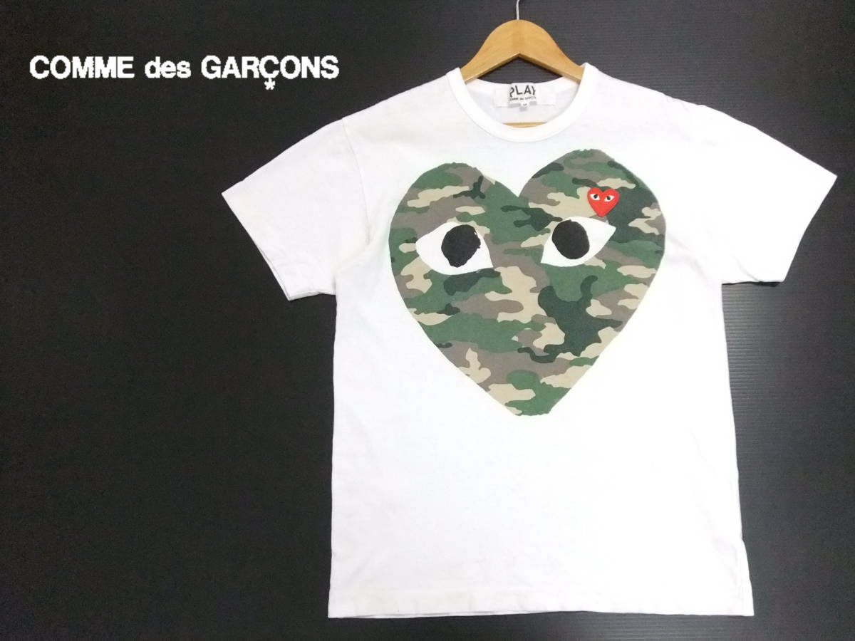 □CDG□Tシャツ 白 Mサイズ PLAY 迷彩柄ハート カモフラ
