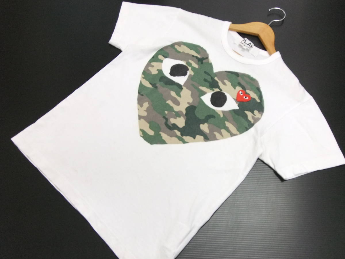 □CDG□Tシャツ 白 Mサイズ PLAY 迷彩柄ハート カモフラ 