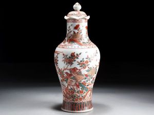 URA]中国美術「大明萬暦年製/粉彩鳳凰図蓋付花瓶」唐物