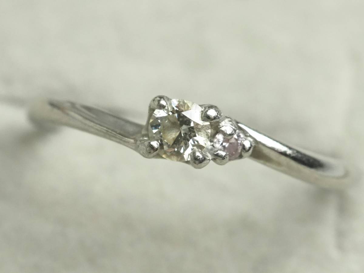 【1454E】Pt900プラチナ 天然ダイヤモンド 0.10ct/1.4g リング 指輪 ♯9号