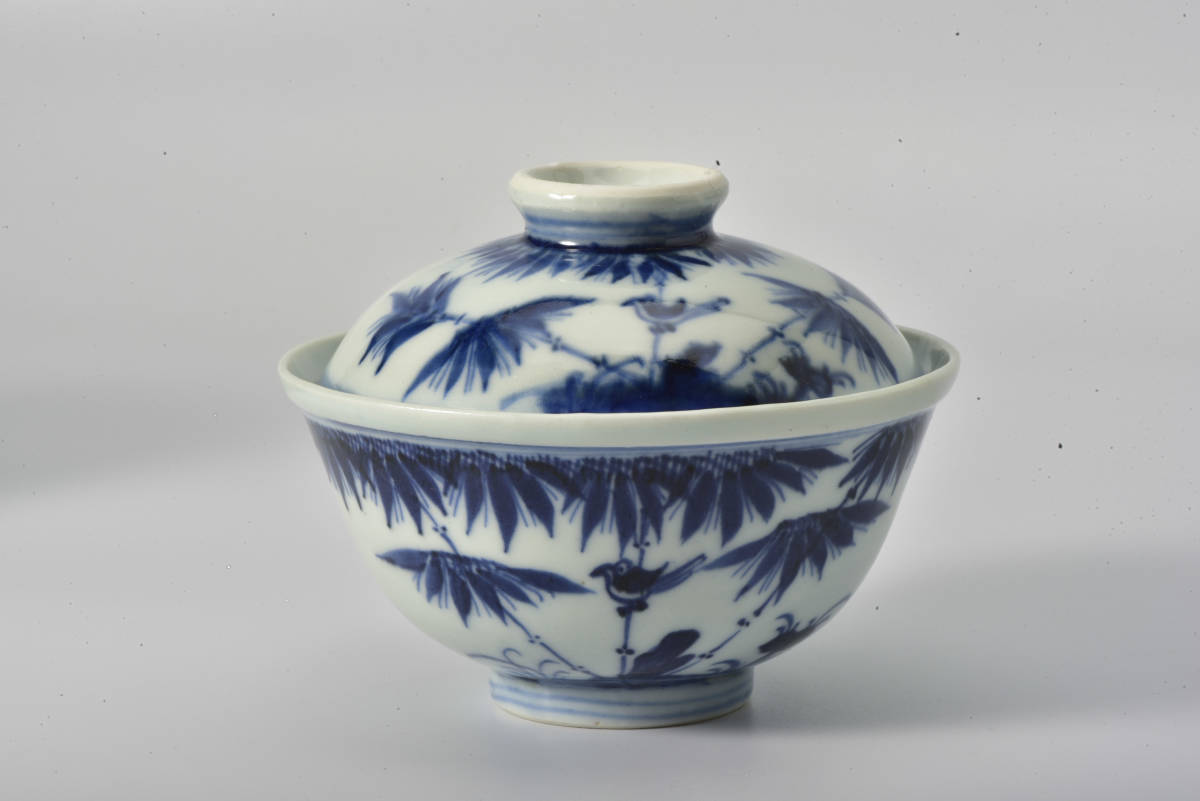 染付 蓋茶碗 古伊万里 (有)新原美術 | 茶杯 中国美術・染付花鳥