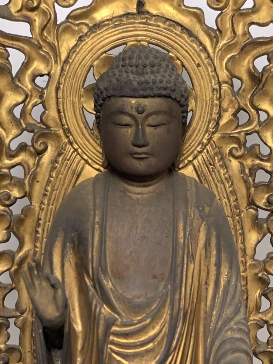 流】仏教美術 時代木彫仏像 玉眼阿弥陀如来像 高75.5cm IE495 仏教