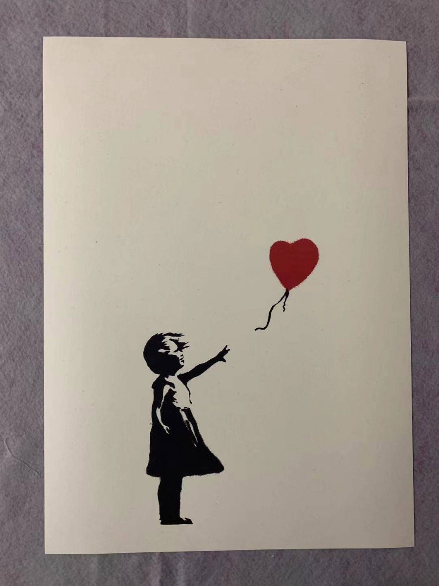 Girl Banksy Balloon with - Art Red the Wall Canvas With Banksy's