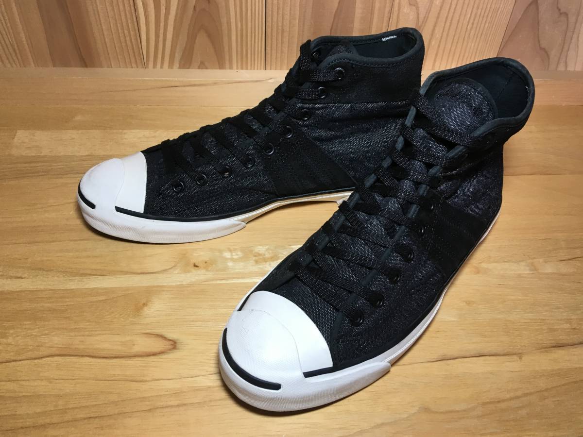 ★Converse コンバース JACK PURCELL ジャック パーセル MID シャンブレー スエード 黒 27.5cm 美品 Used 検 ワンスター オールスター