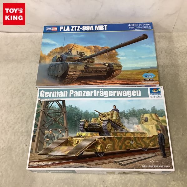 1円〜 ホビーボス 1/35 中国陸軍 99式戦車、トランペッター 1/35 ドイツ装甲列車編成BP-42/戦車運搬車＆プラガ38（t）