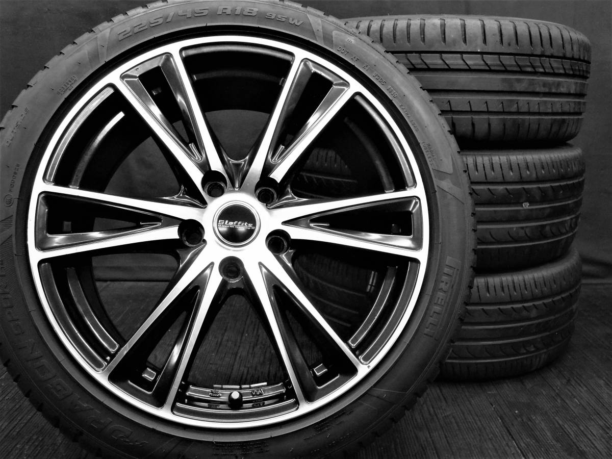 ☆極上品!! HOTSTUFF LAFFITE+深溝タイヤ 225/45R18 4本SET
