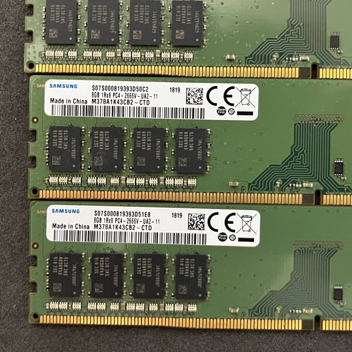 Samsung DDR4 8GB 4枚 計32GB 1R×8 PC4-2666V-UA2-11管理No.01(DIMM