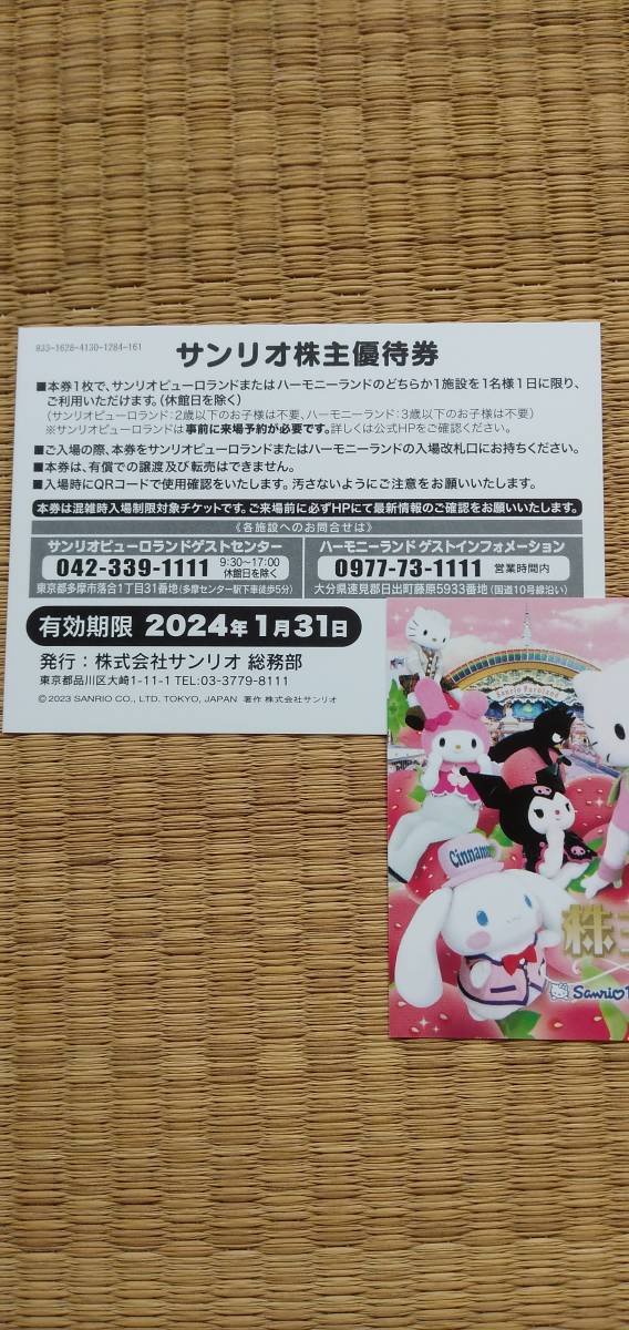 【送料無料】サンリオ 株主優待券3枚＋サンリオショップ1，000円割引券