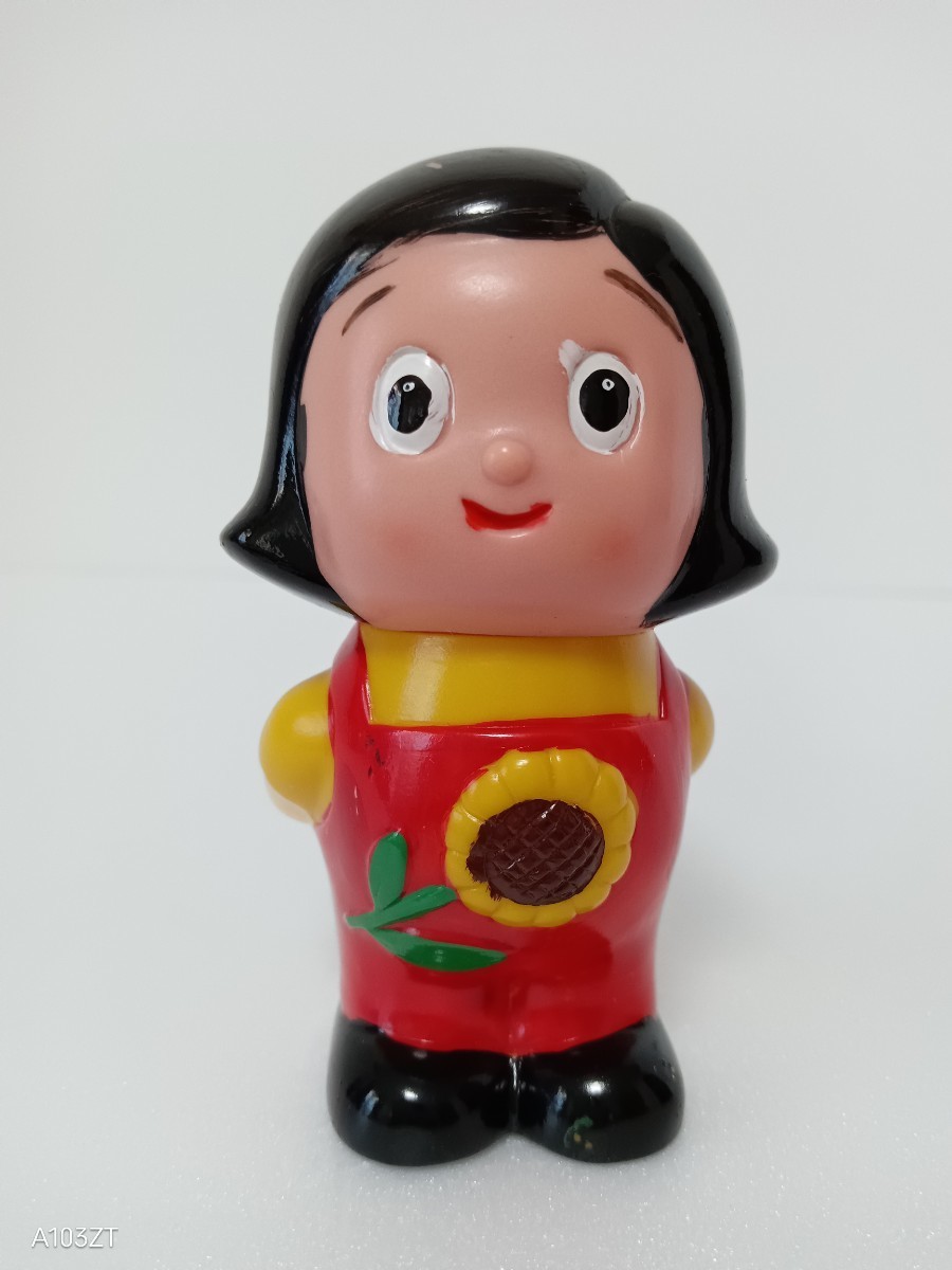 約9.5cm 長野相互銀行 ヒマワリちゃん ソフビ 貯金箱/昭和レトロ