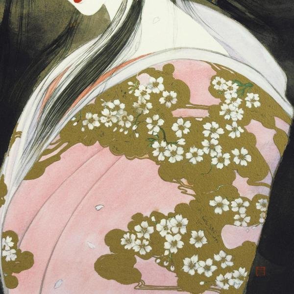 天野喜孝　「桜姫」　ミクスドメディア　直筆サイン・エディション・作品証明書有り 真作 WISH 天野喜孝 桜姫 ミクスドメディア 約15号 大作 直筆サイン