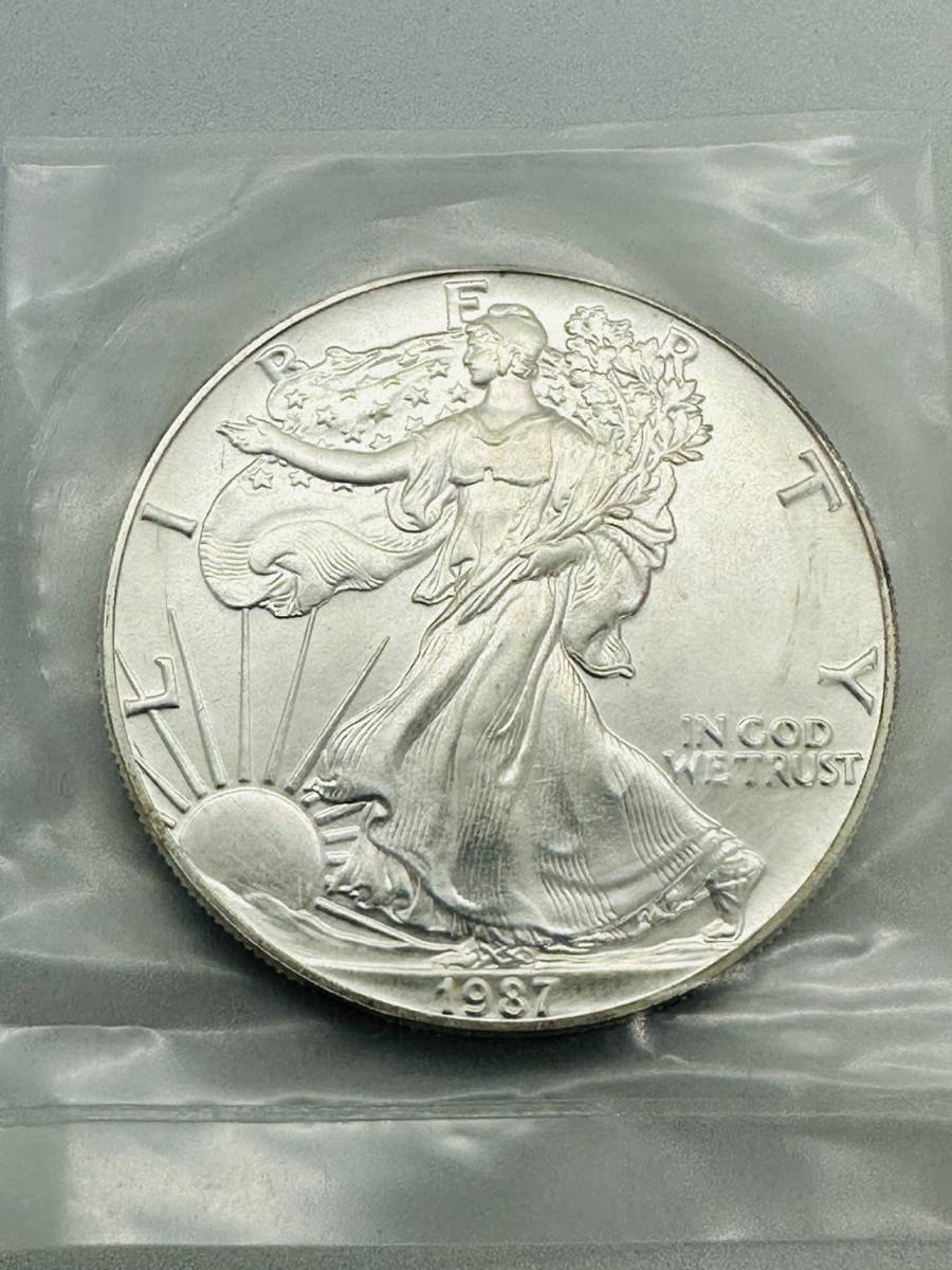 パケ封入品】LIBERTY アメリカ イーグル 銀貨 純銀 FINE SILVER 1987
