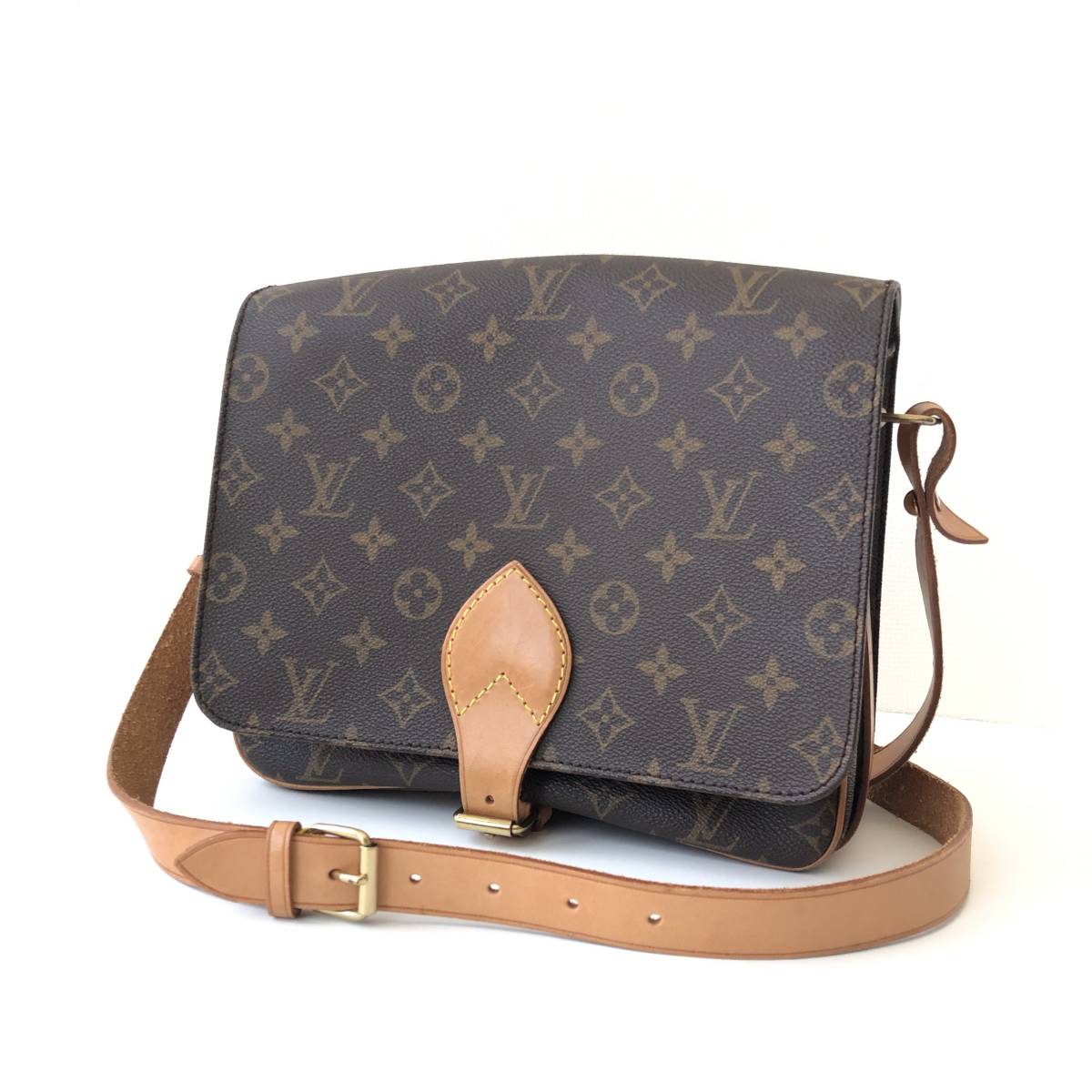 神110-152★ 良品 ルイ ヴィトン LOUIS VUITTON モノグラム カルトシエール M51252 ブラウン レザー ショルダーバッグ 斜め掛け レディース