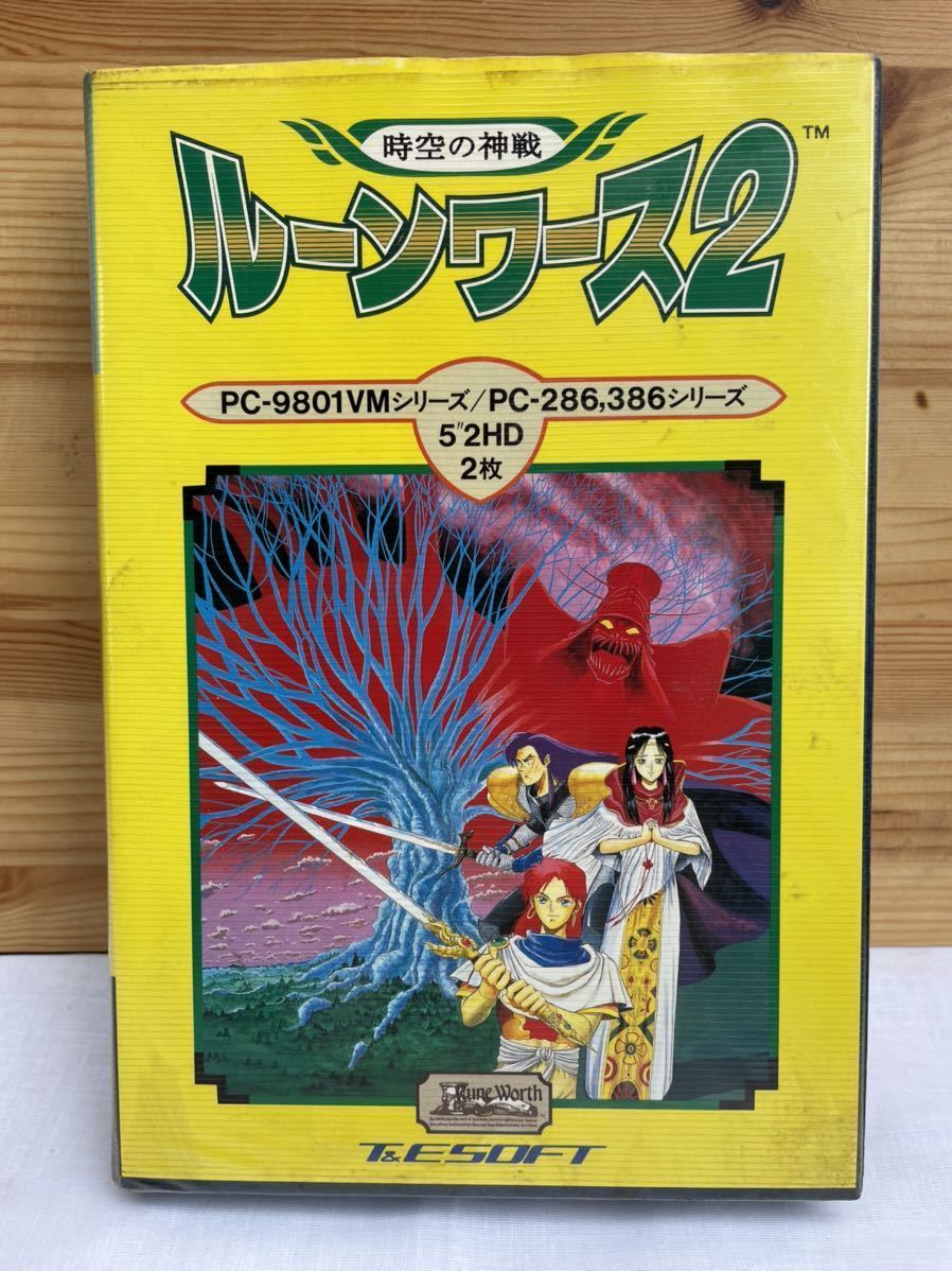 PCゲーム 5”2HD 2枚組 時空の神戦 ルーンワース2 ステッカー付属 T&ESOFT PC-9801 VMシリーズ 箱に難あり動作未確認 ジャンク