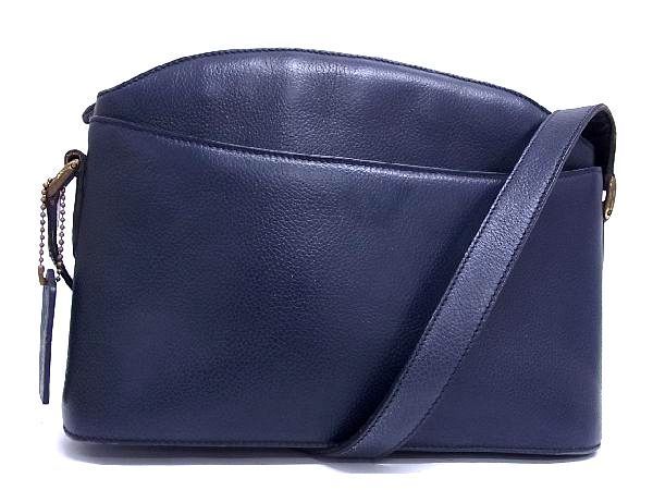 COACH レザー ショルダーバッグ ネイビー コーチ ネイビーレザー