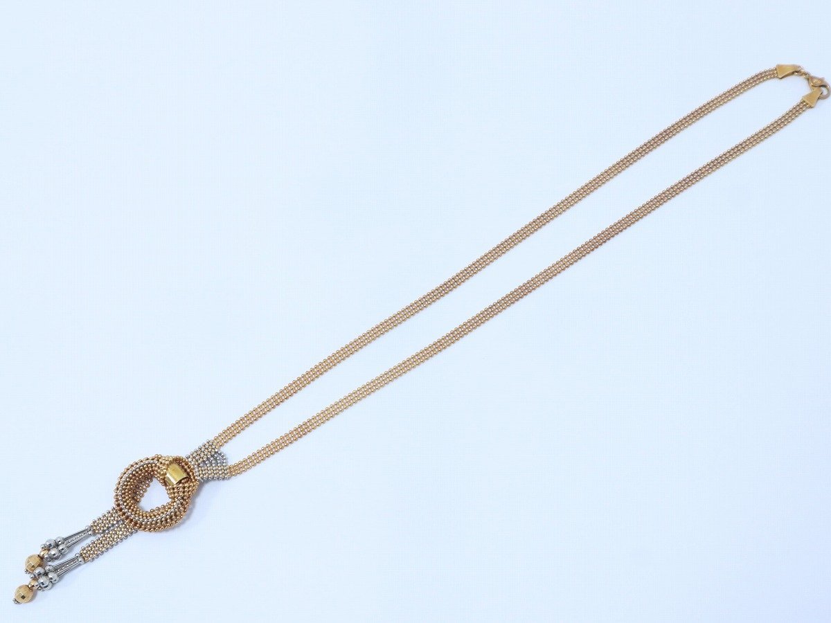 【1円スタート】K18 Pt850 刻印 イエローゴールド プラチナ ネックレス 全長約44㎝ 総重量約20.20g 7-A102/1/60L