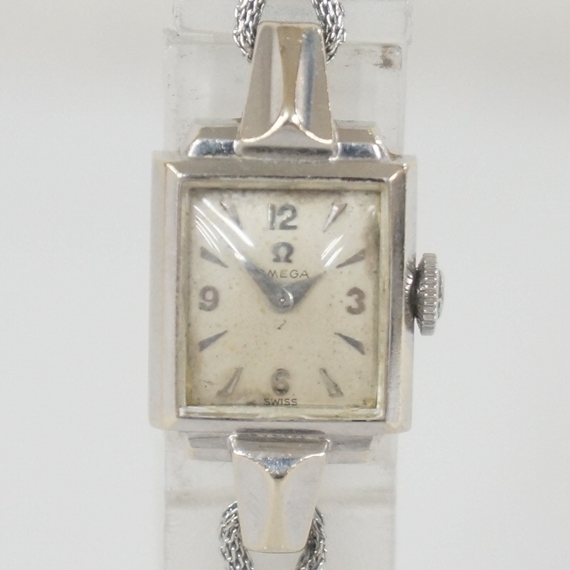 稼働品 OMEGA オメガ 14K GOLD 総重量:約13.2g スクエア レディース 手巻き 腕時計 2207203741