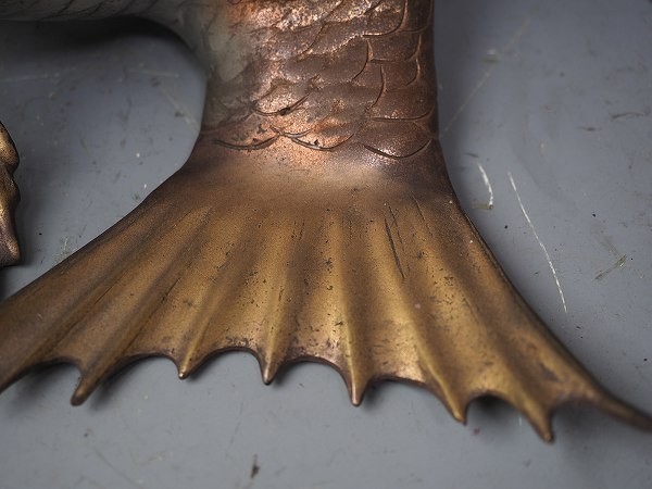 逸】時代経年保管 珍品 ◇縁起物 真鯛波置物 鋳銅製 5.8kg 豊漁祈願