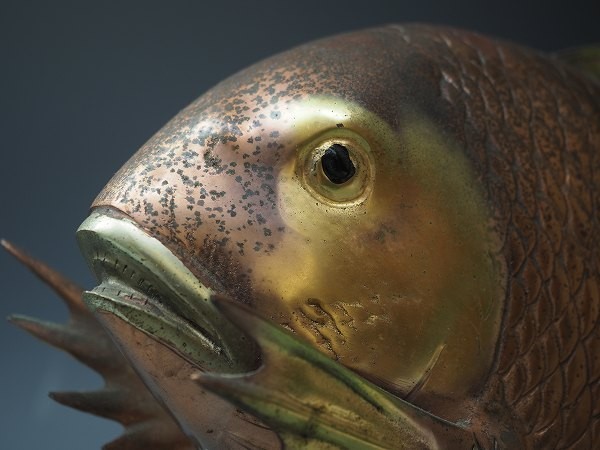 逸】時代経年保管 珍品 ◇縁起物 真鯛波置物 鋳銅製 5.8kg 豊漁祈願