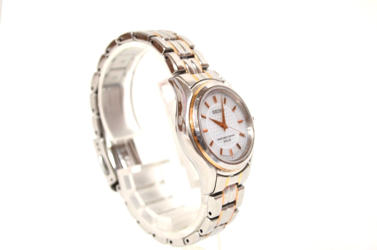 SEIKO セイコー 電波ソーラー ピンクゴールド 3B21 ローマ数字 稼働 