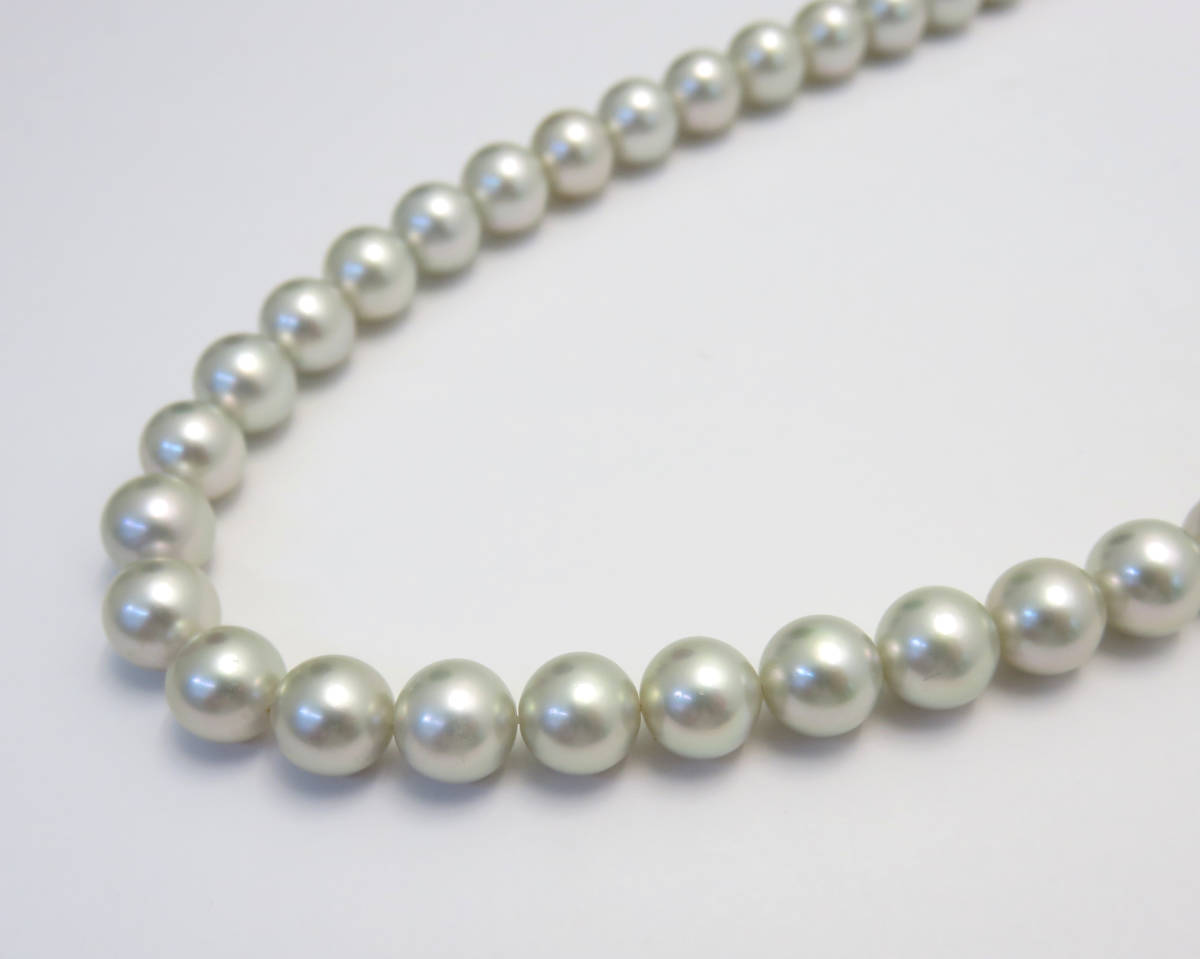 ☆パールネックレス 約7.5㎜～7.7㎜ 約43㎝ 留め具SILVER 保存箱 