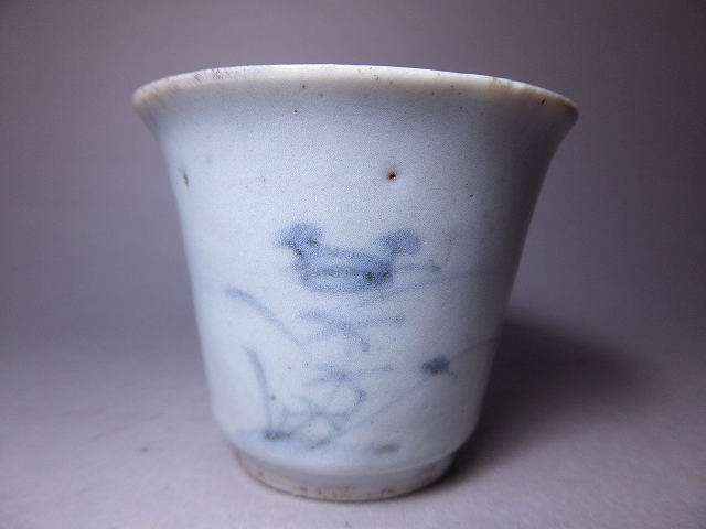 伊万里高台付猪口 古伊万里 骨董 蕎麦猪口 初期手酒盃ぐい呑酒器茶道具